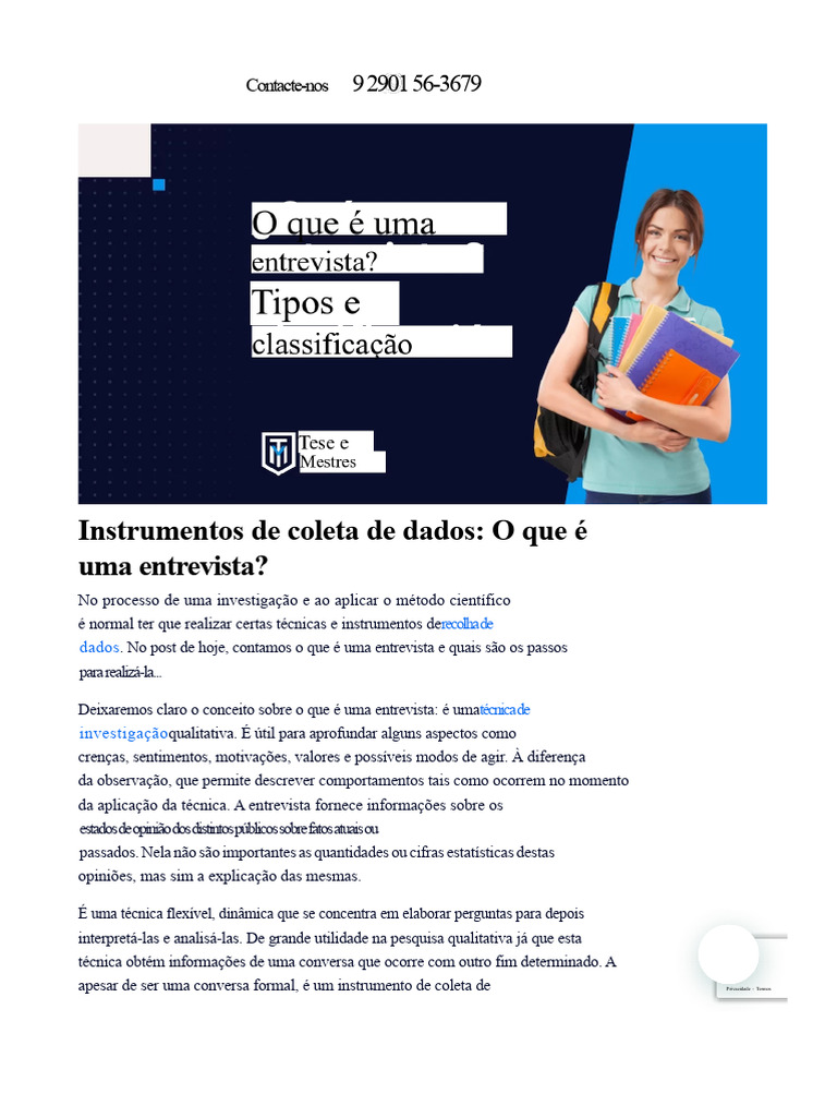Entrevista: Técnica de Coleta de Dados | PDF | Entrevista | Pesquisa ...