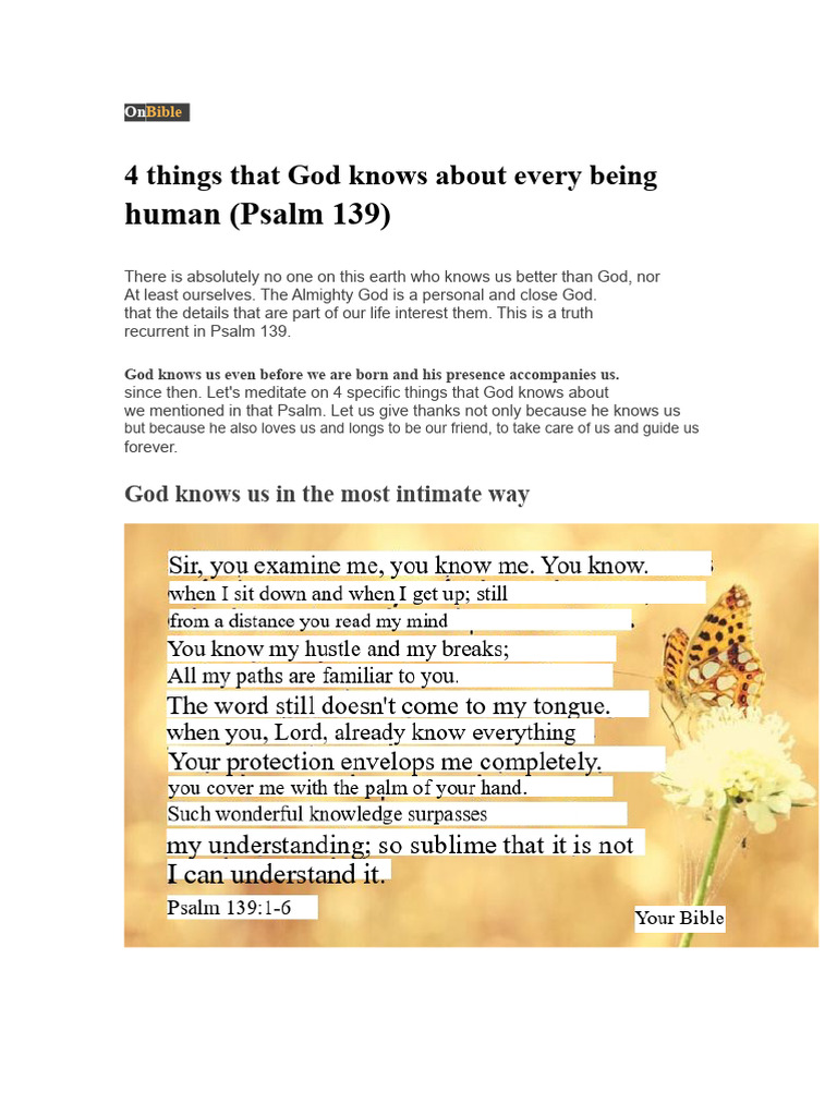 Psalm 139 | PDF | God