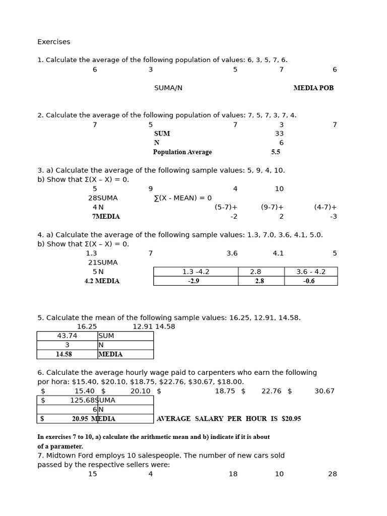Exercises Chapter 3 Applied Statistics | PDF | Average | Mean