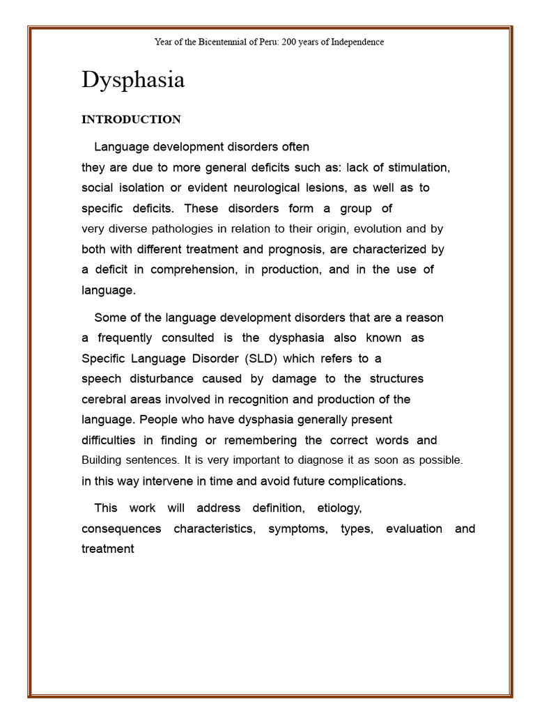 Dysphasia | PDF | Aphasia | Mental Disorder