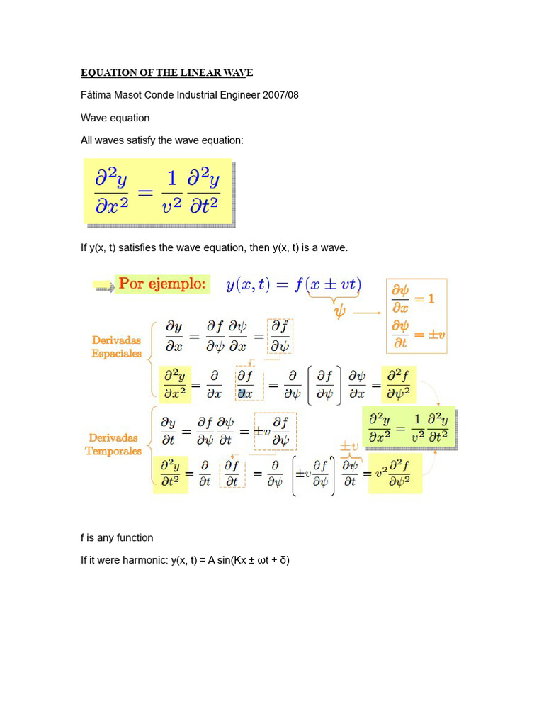 Understanding the Linear Wave Equation | PDF | Waves | Frequency