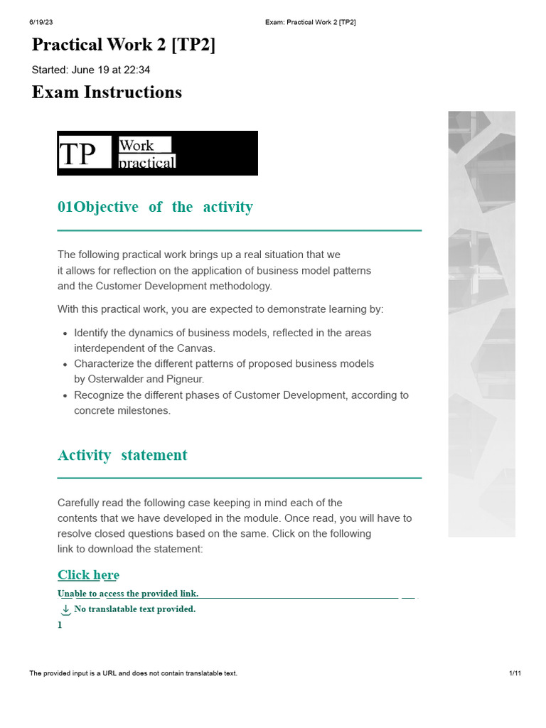 Exam - Practical Work 2 University Ventures 21st Century | PDF ...