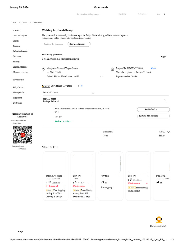 Order Details for AliExpress Purchase | PDF | Receipt | Alibaba Group