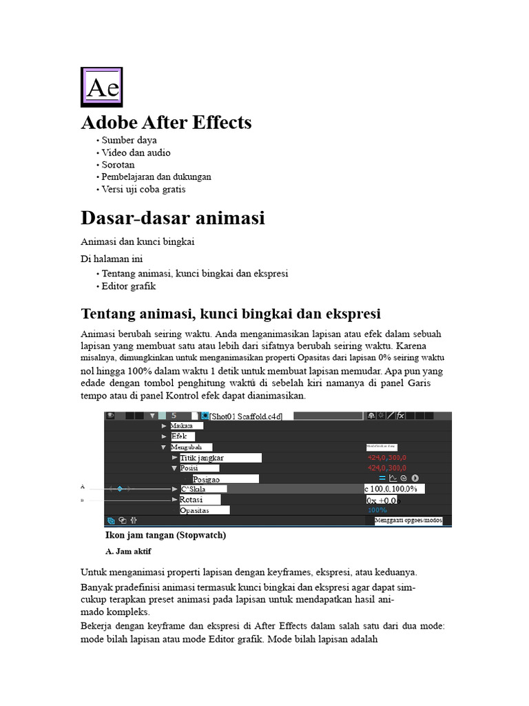 Dasar-Dasar Animasi di After Effects | PDF
