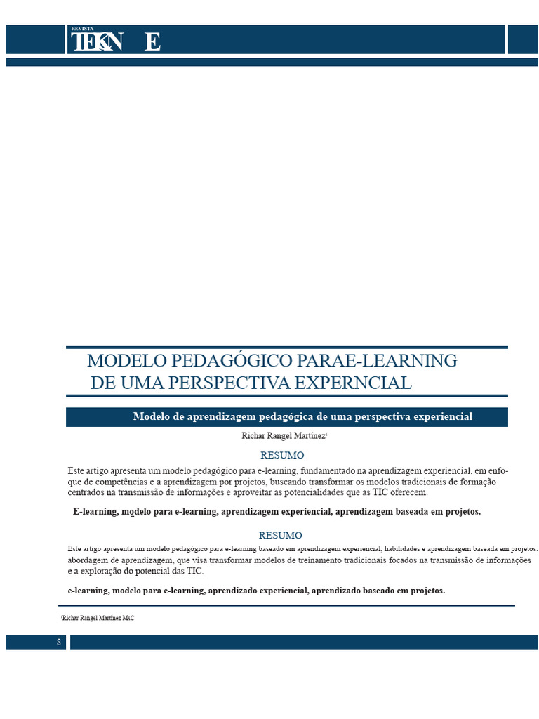 Modelo Pedagógico de E-learning Experiencial | PDF | Tecnologia ...