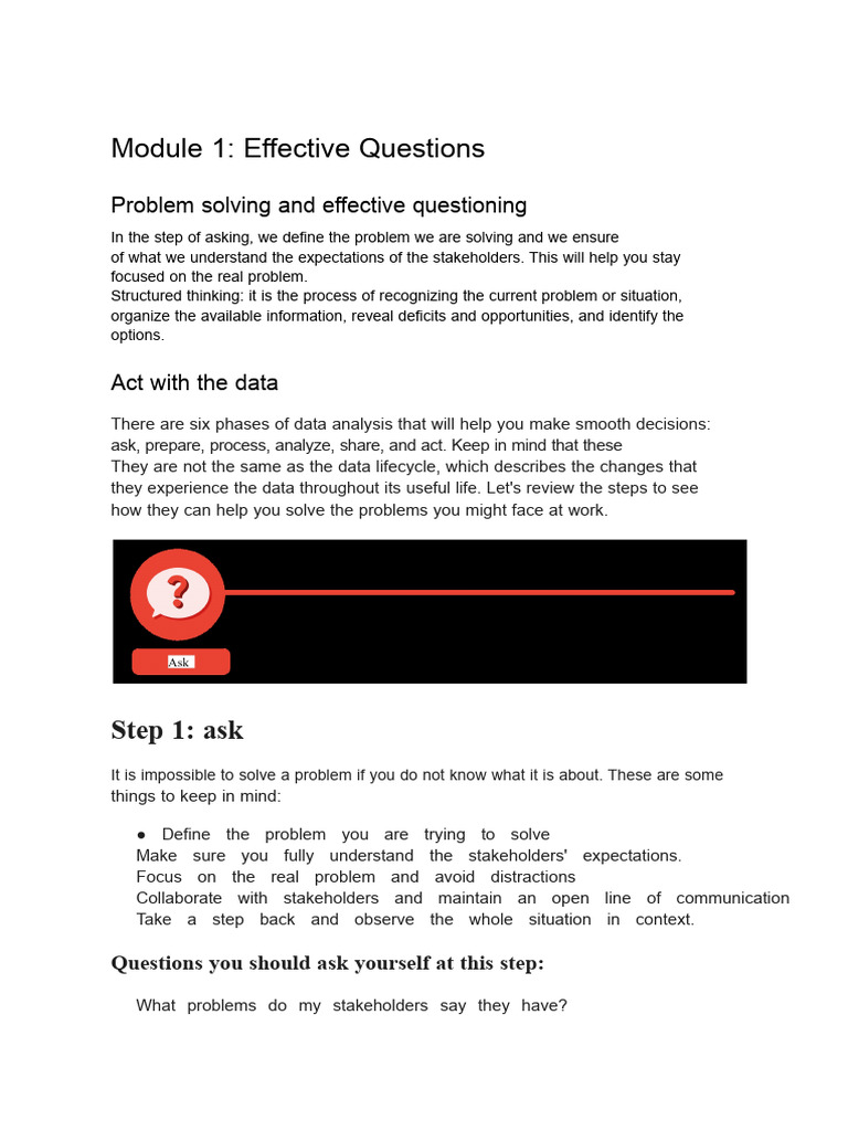 Data Analysis: Effective Questioning Techniques | PDF | Data Analysis ...
