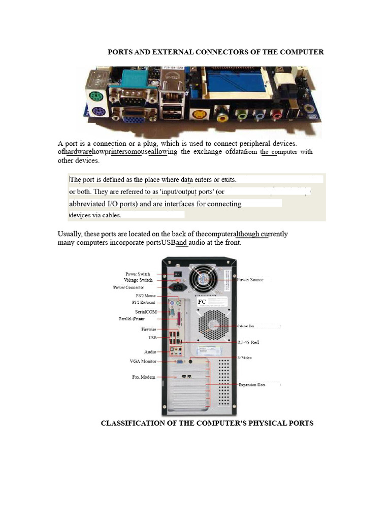 Computer Ports and Connectors Overview | PDF | Usb | Computer Architecture