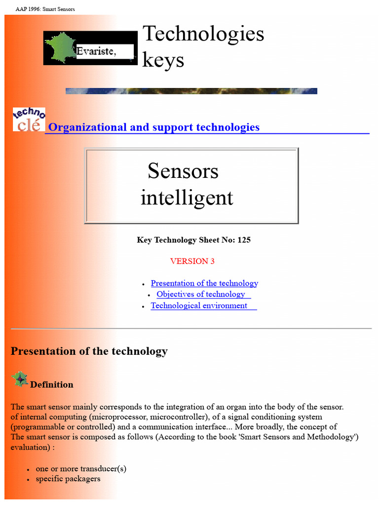Smart Sensor Technology Overview | PDF | Instrumentation | Sensor