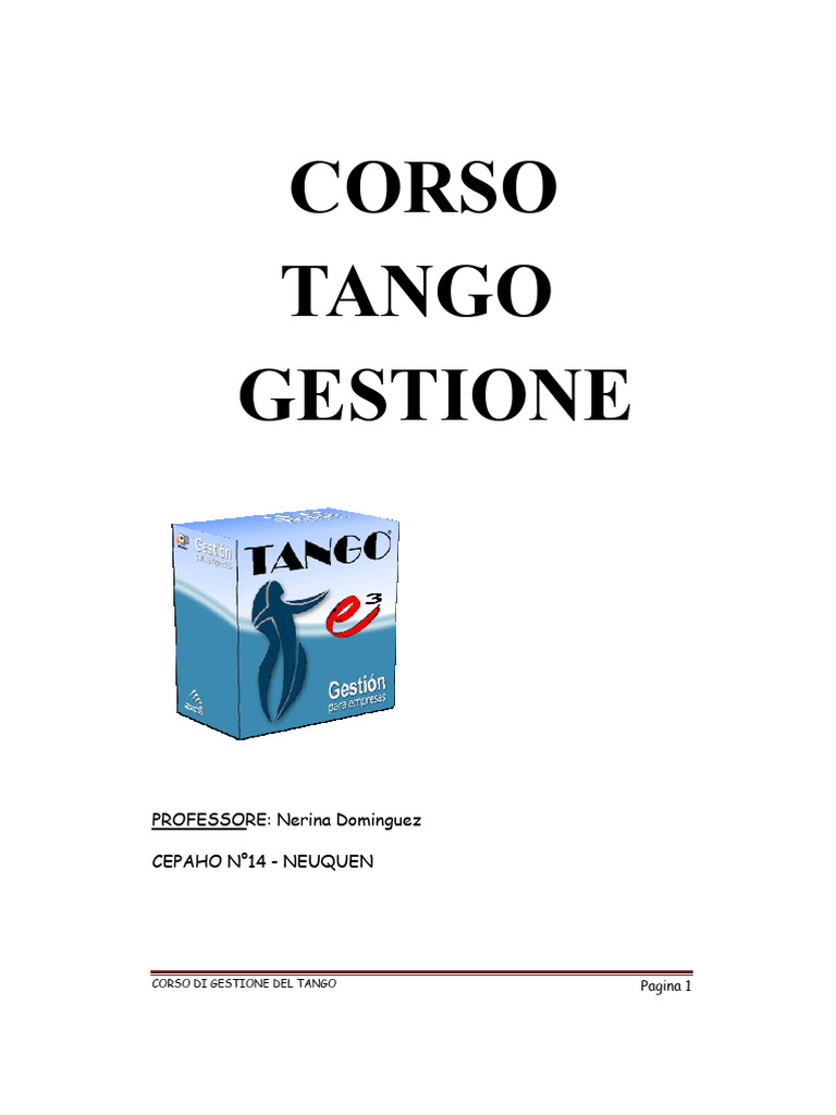 Quaderno Tango Gestione Prima Parte | PDF