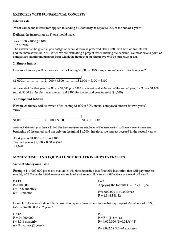 Interest Rate and Investment Exercises | PDF | Interest | Present Value
