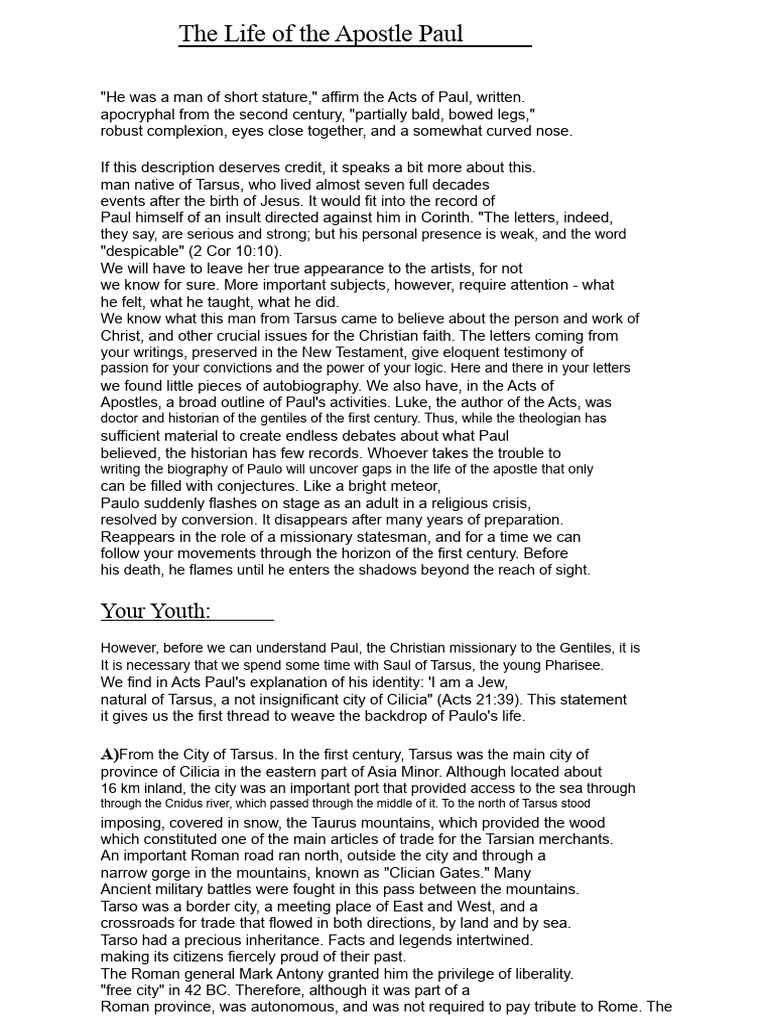 The Life of The Apostle Paul | PDF | Paul The Apostle | Acts Of The ...