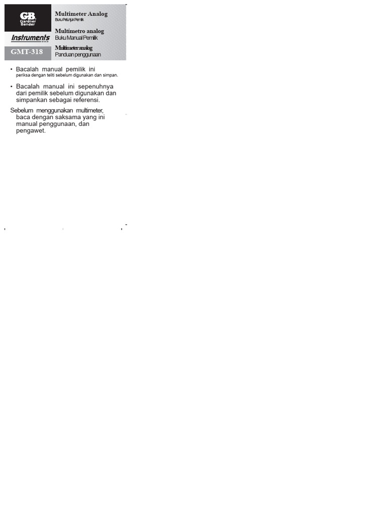 Manual Multimeter GB GMT-318 | PDF