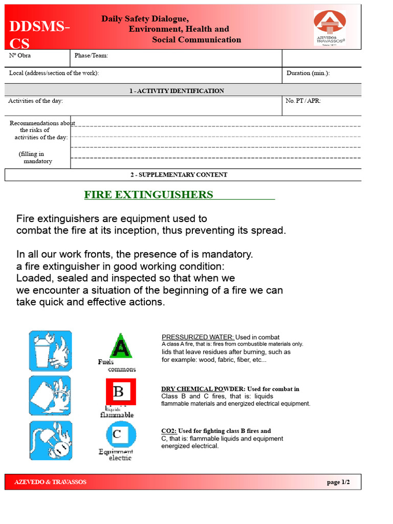 Daily Safety Dialogue and Fire Safety | PDF | Fires | Combustion