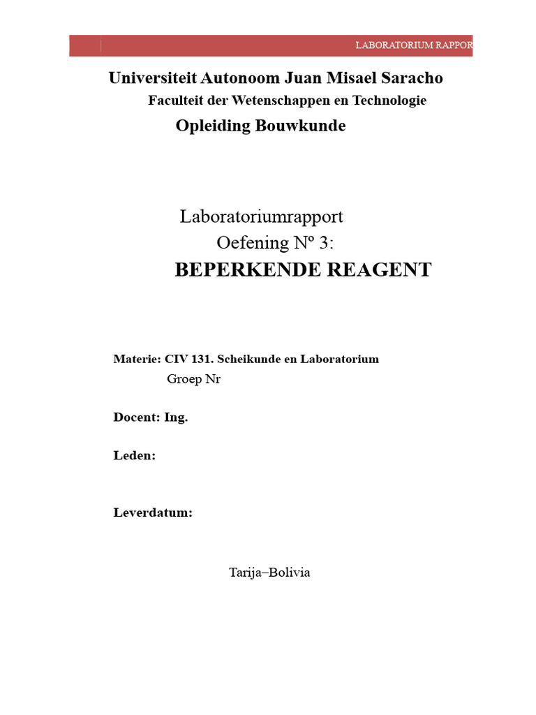 Rapport 03. Scheikunde. Beperkende Reagentia. | PDF