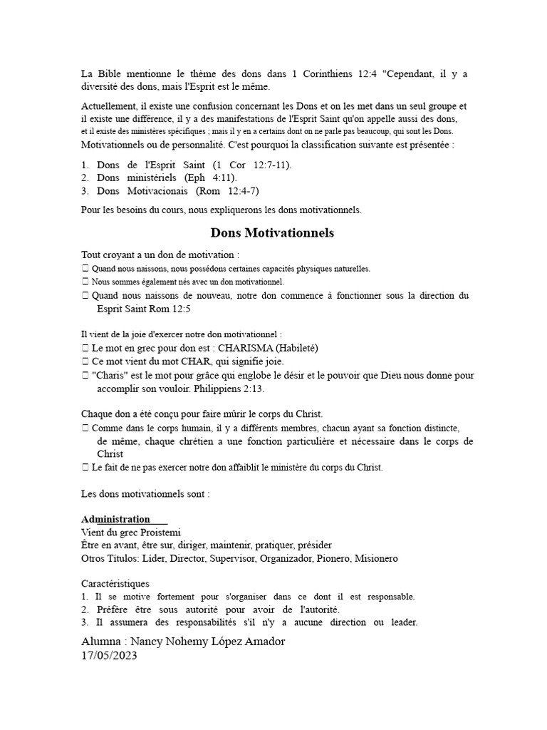 Comprendre les Dons Motivationnels Chrétiens | PDF | Dieu | Amour