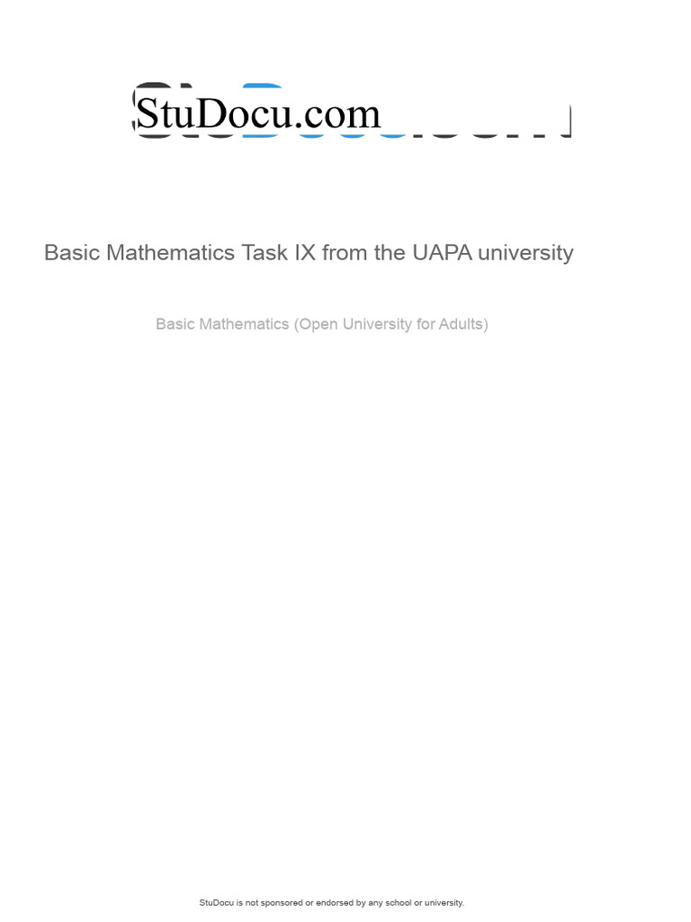 Basic Mathematics Task Ix of The Uapa University | PDF | Equations ...