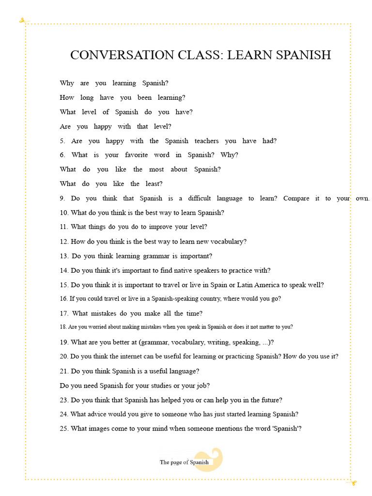 Spanish Conversation Class Insights | PDF