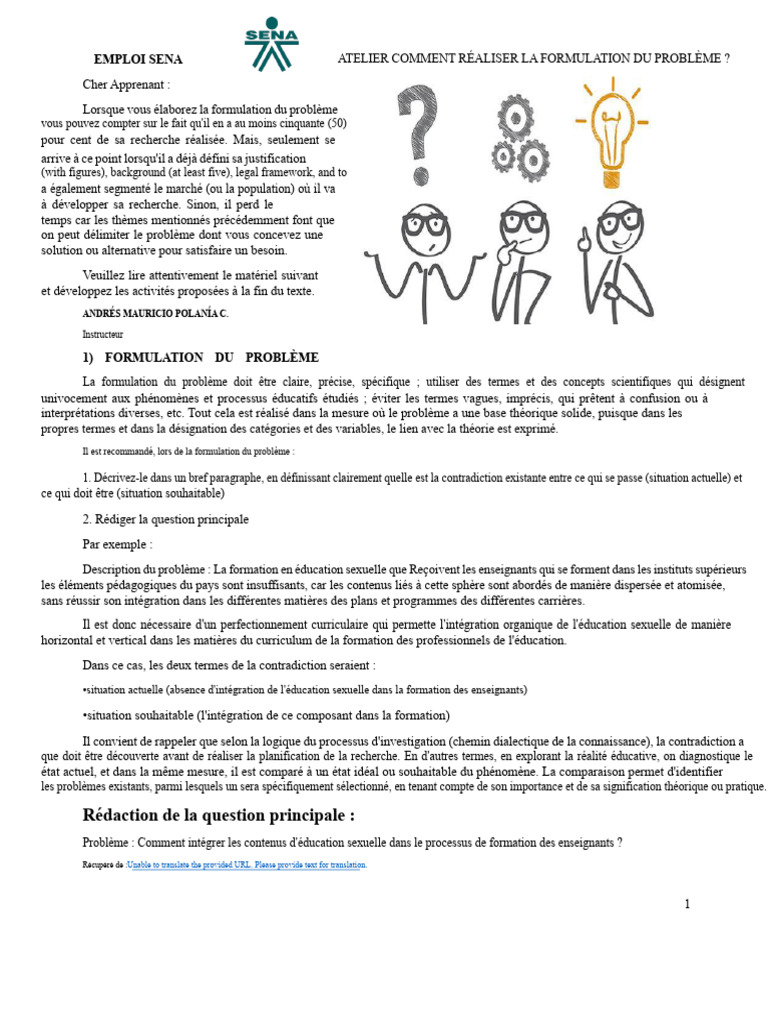 Formulation du Problème en Recherche Éducative | PDF | Science ...