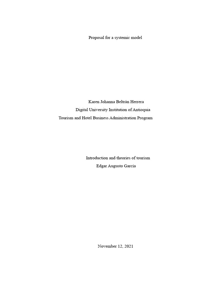 Proposal for a systemic model | PDF | Tourism | System