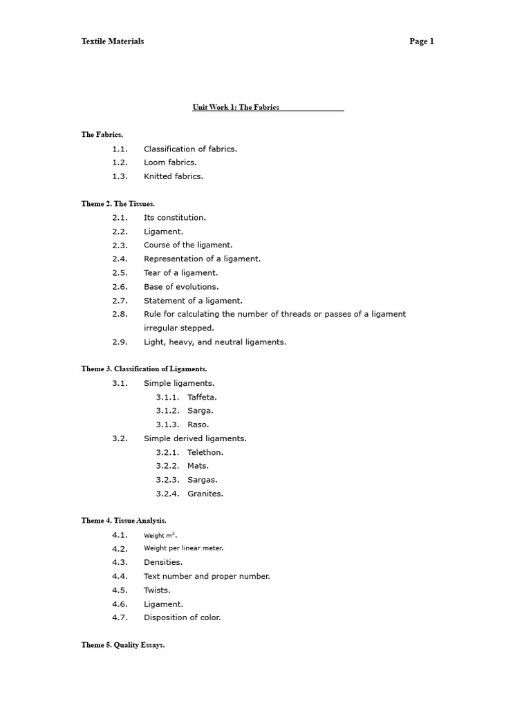 Textile Fabric and Ligament Classification | PDF | Textiles | Loom