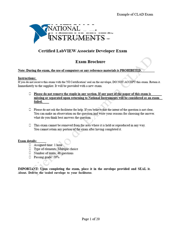 CLAD Exam Overview and Instructions | PDF | Control Flow | Data Type