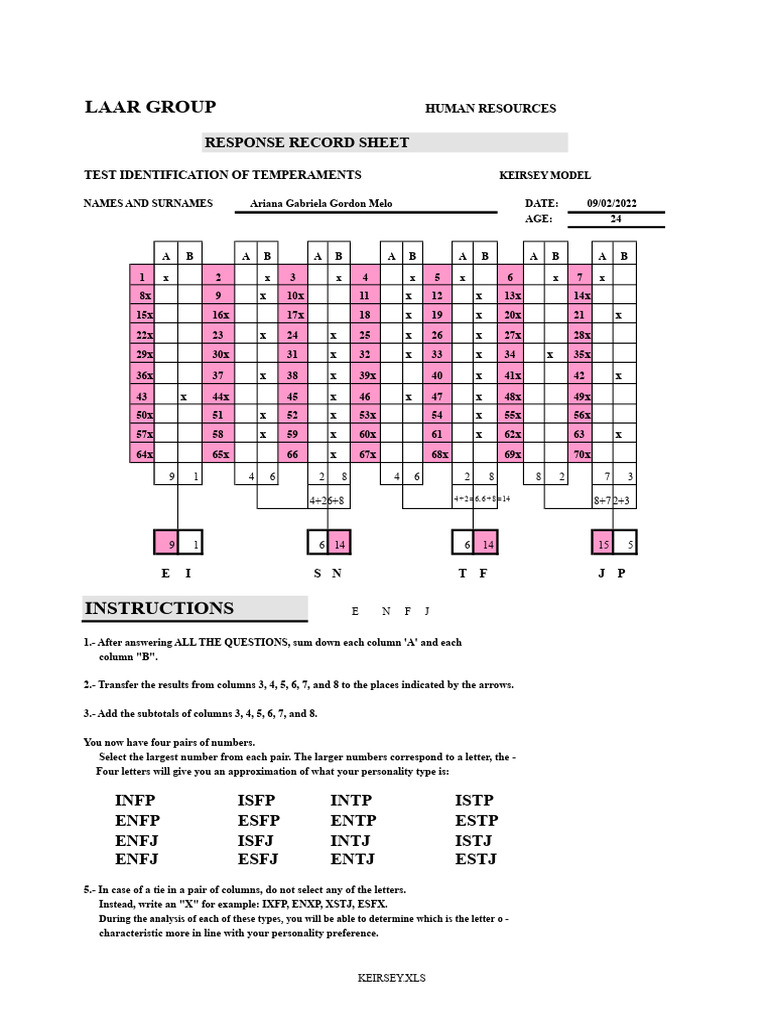 Keirsey Test | PDF | Psychology | Behavioural Sciences