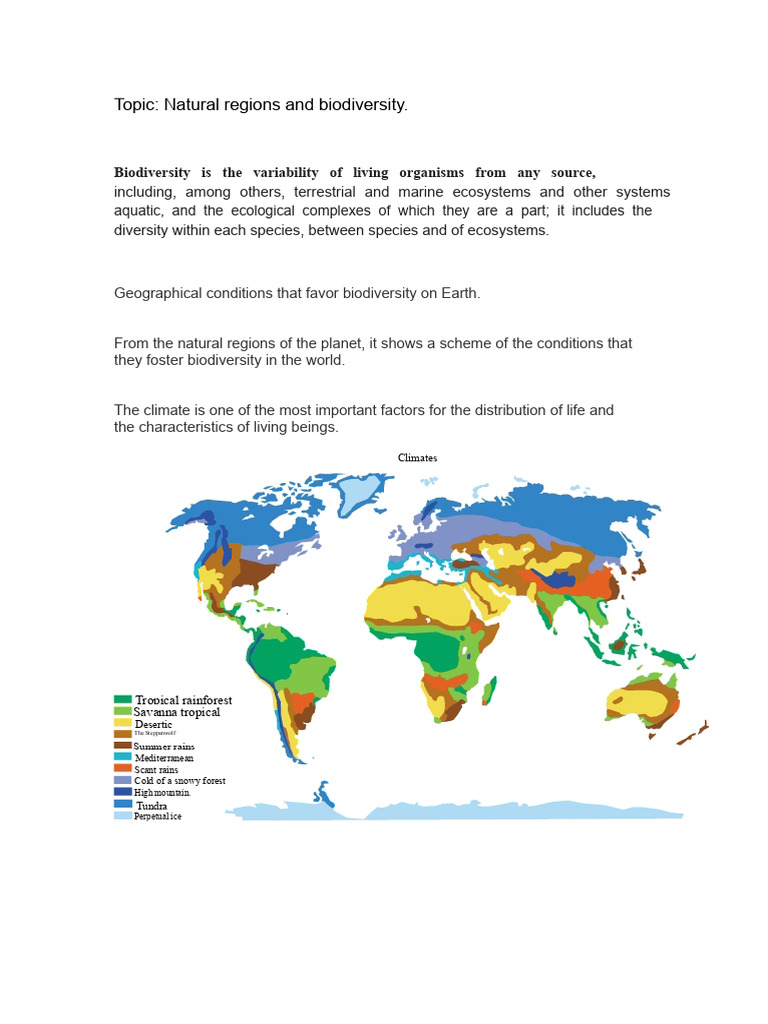Geographical Conditions That Promote Biodiversity | PDF