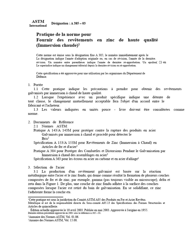 Norme ASTM A 385 : Revêtements Zinc Qualité | PDF | Acier | Soudage