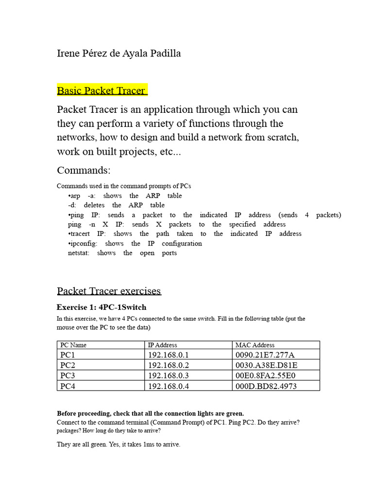 Packet Tracer Network Exercises Guide | PDF | Router (Computing ...
