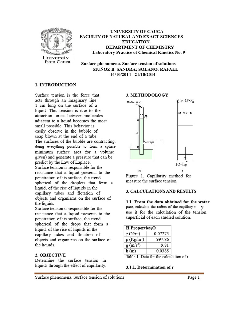 Surface Tension of Solutions | PDF | Surface Tension | Liquids