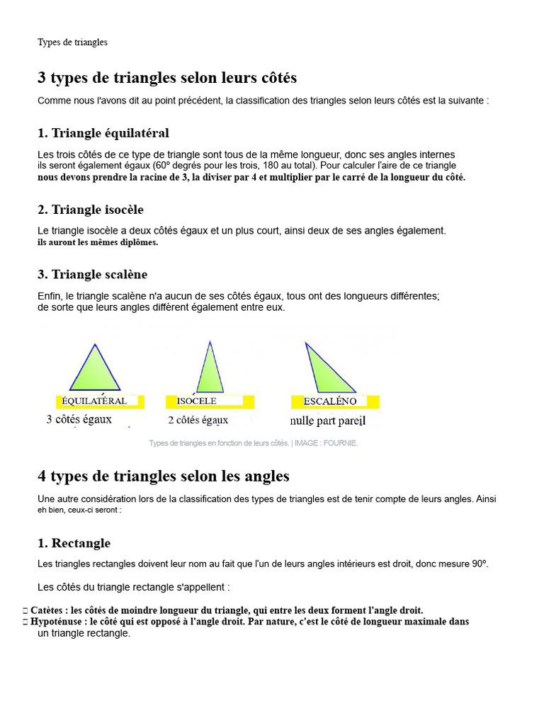 Types de triangles expliqués | PDF | Triangle | Géométrie euclidienne