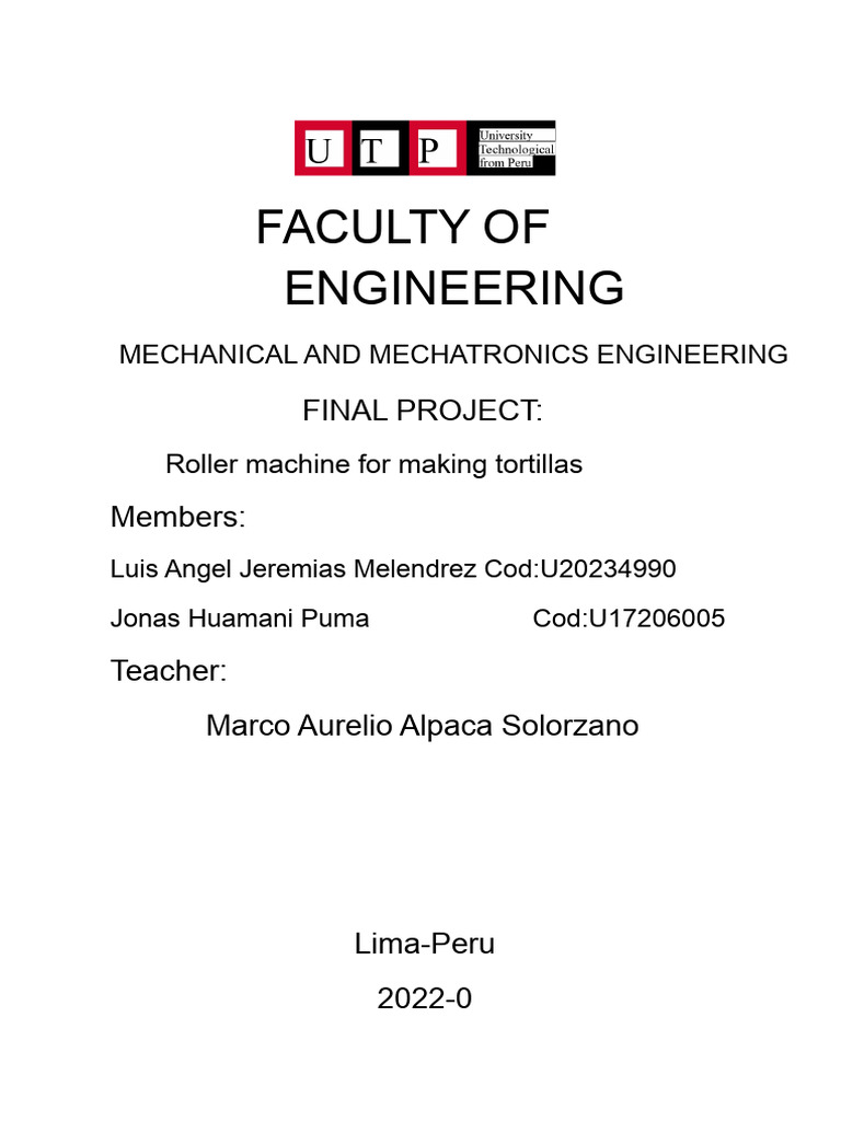 Efficient Tortilla-Making Machine Design | PDF | Gear | Force