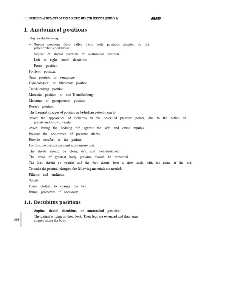 Nursing Assistant Guide to Patient Positions | PDF | Thorax | Abdomen