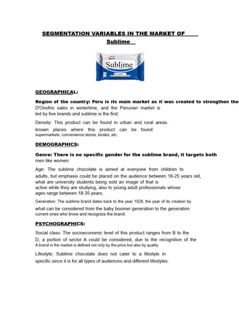 Segmentation Variables in The Sublime Market | PDF | Market ...
