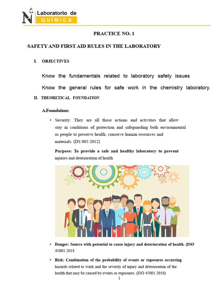 PRACTICE No. 1 - SAFETY REGULATIONS AND FIRST AID IN THE LABORATORY ...
