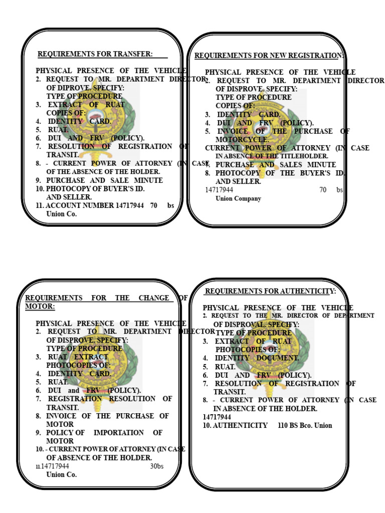 Vehicle Registration and Transfer Requirements | PDF | Identity Document
