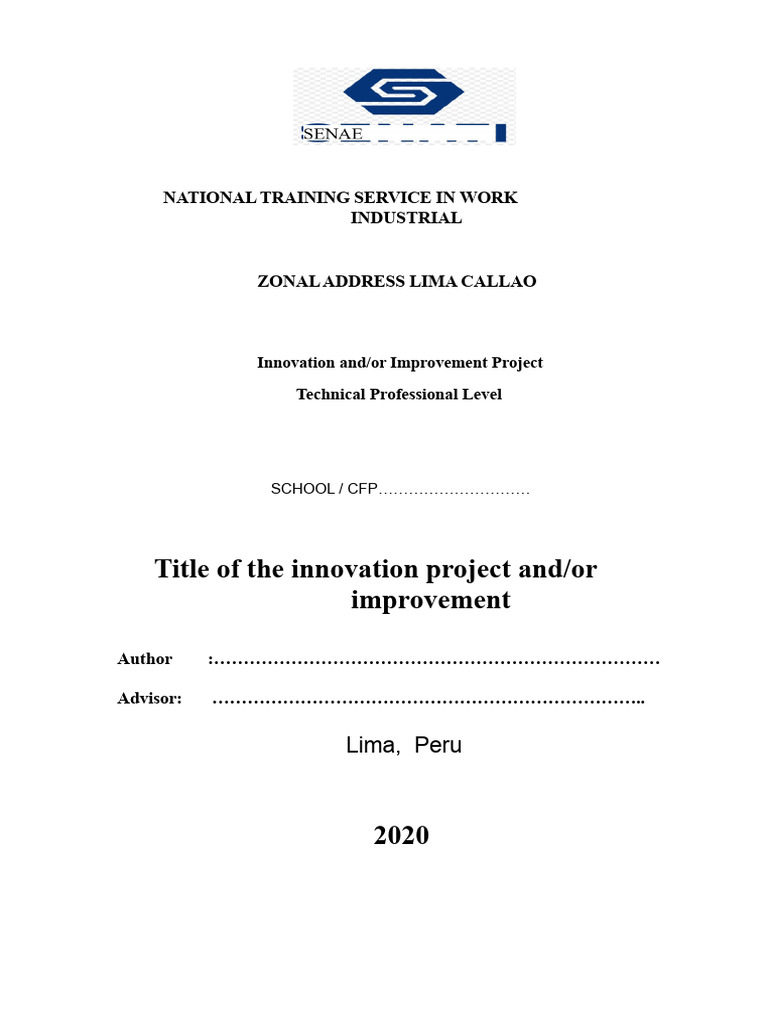 Structure of The Innovation & Improvement Project Senati | PDF | Innovation