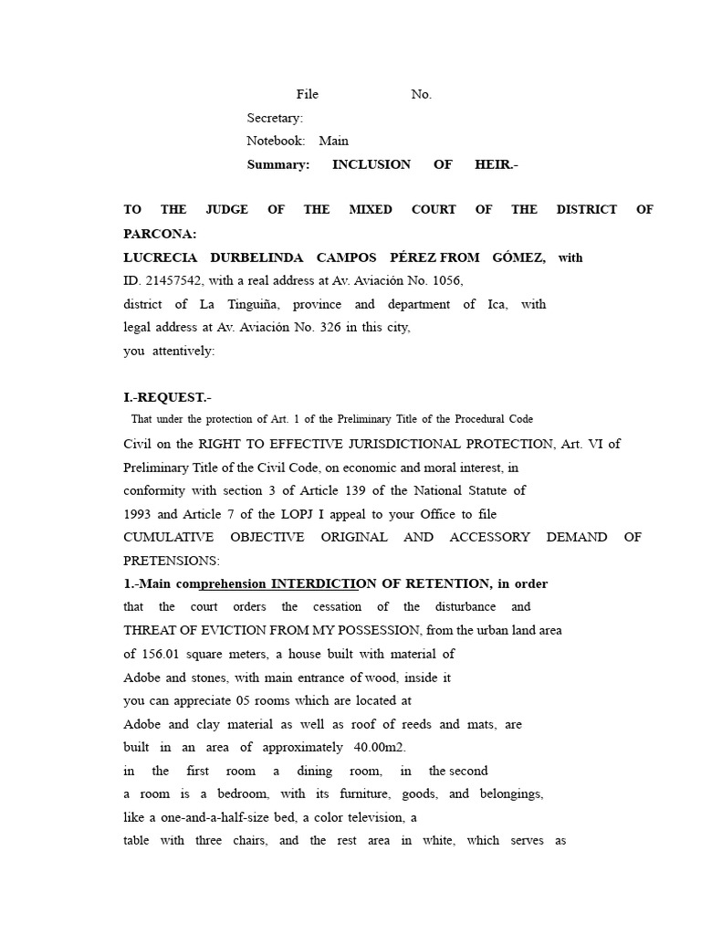 Legal Demand for Property Interdiction | PDF | Property Tax | Eviction