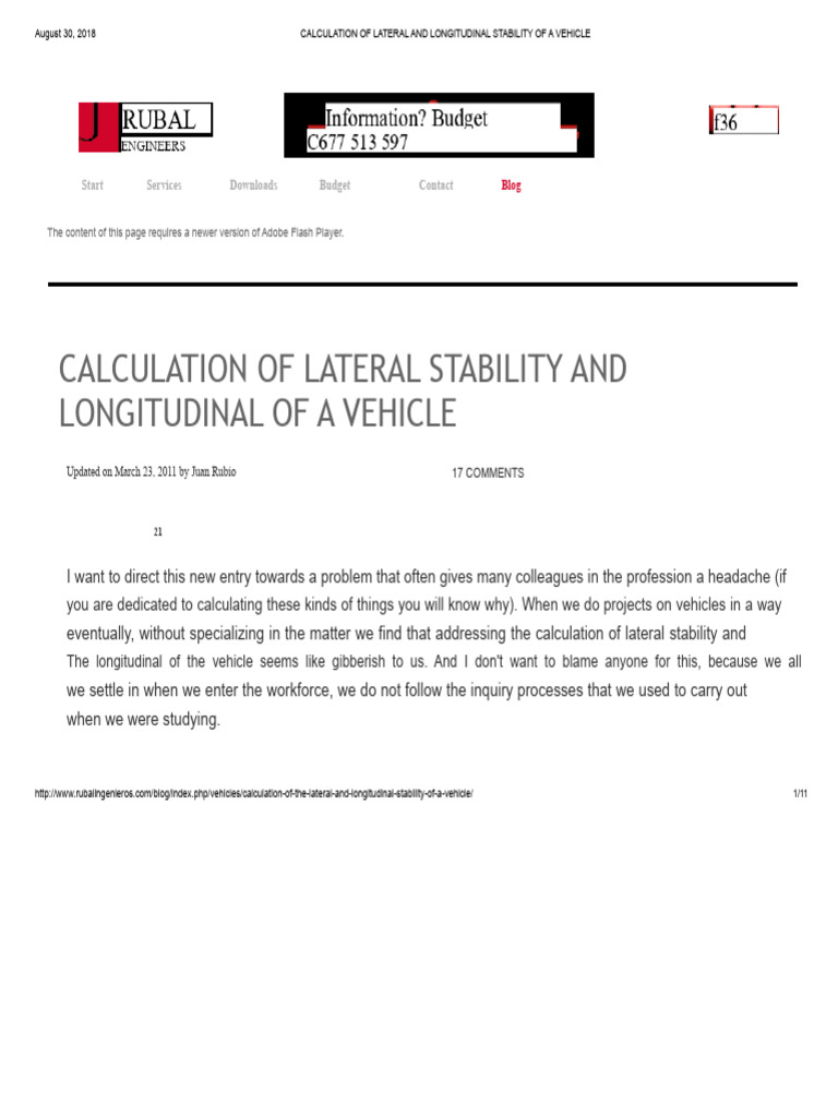 Vehicle Stability Calculation Guide | PDF