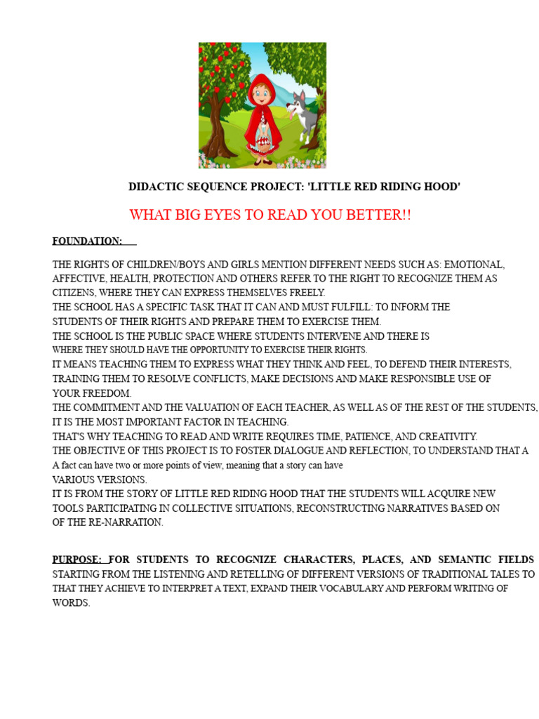 Little Red Riding Hood Didactic Project | PDF | Little Red Riding Hood ...