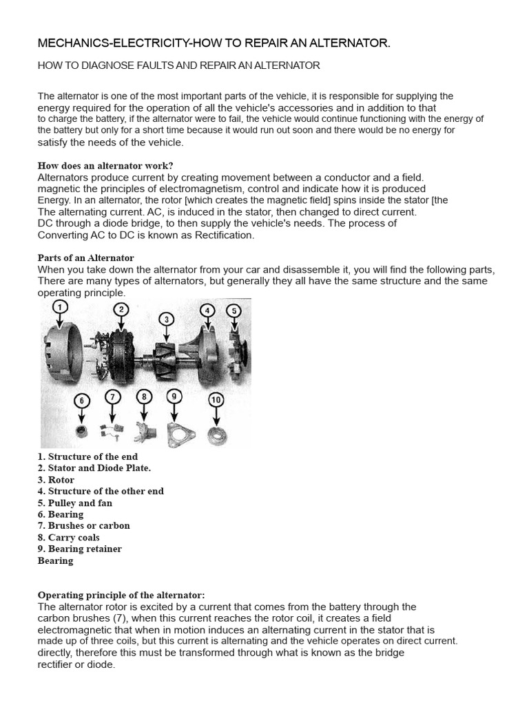 Alternator Repair and Diagnosis Guide | PDF | Electric Motor | Rectifier