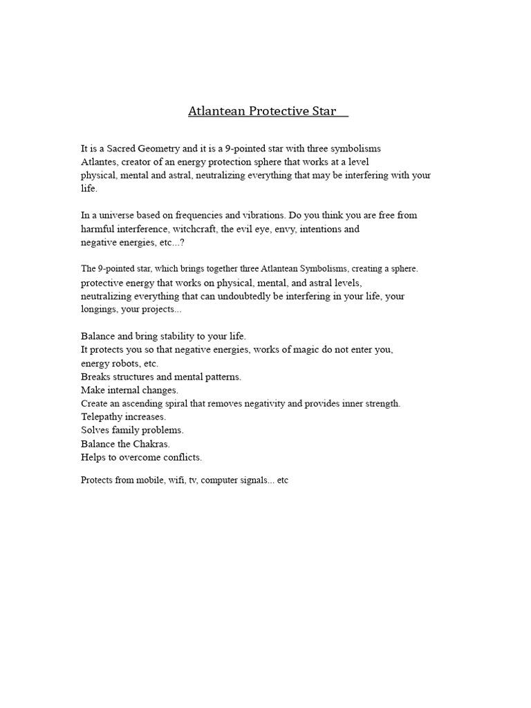 Great Protective Atlantean Star | PDF