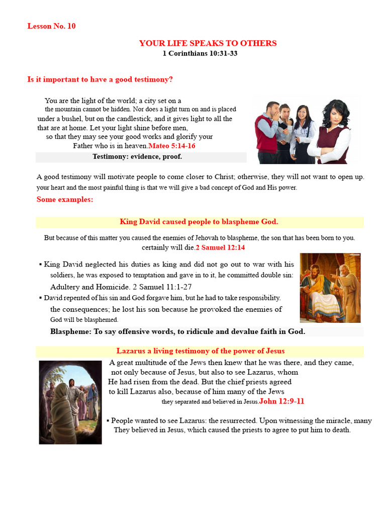 The Power of a Good Testimony | PDF | Jesus | God In Christianity