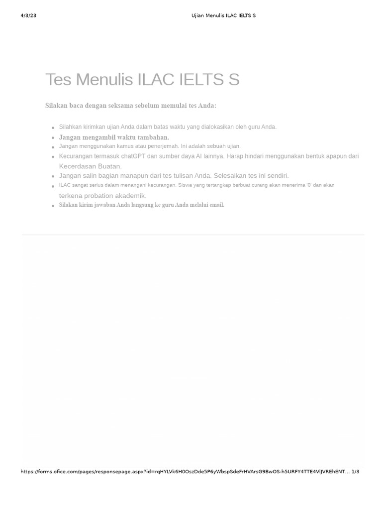 Panduan Ujian Menulis ILAC IELTS S | PDF
