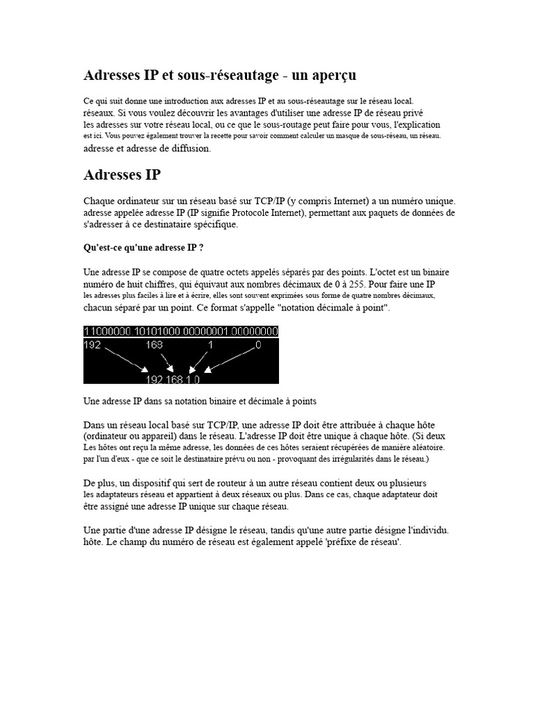 Comprendre les adresses IP et leur rôle | PDF | Adresse IP | l'Internet