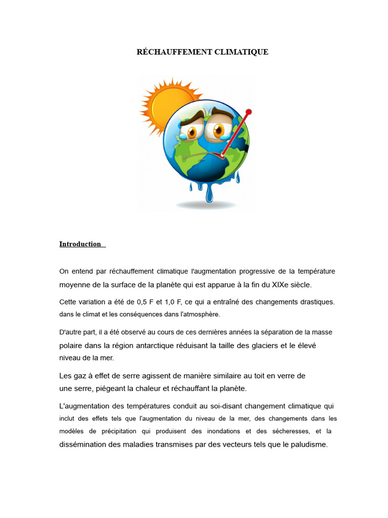 Impact du réchauffement climatique mondial | PDF | Effet de serre ...