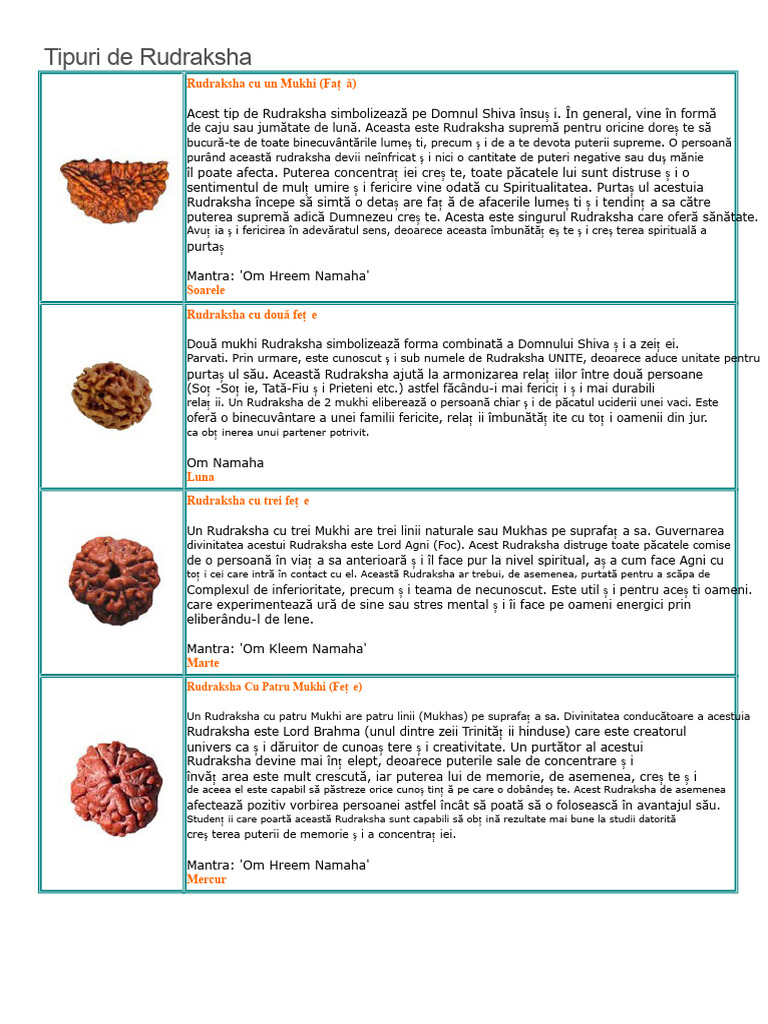 Tipuri de Rudraksha | PDF