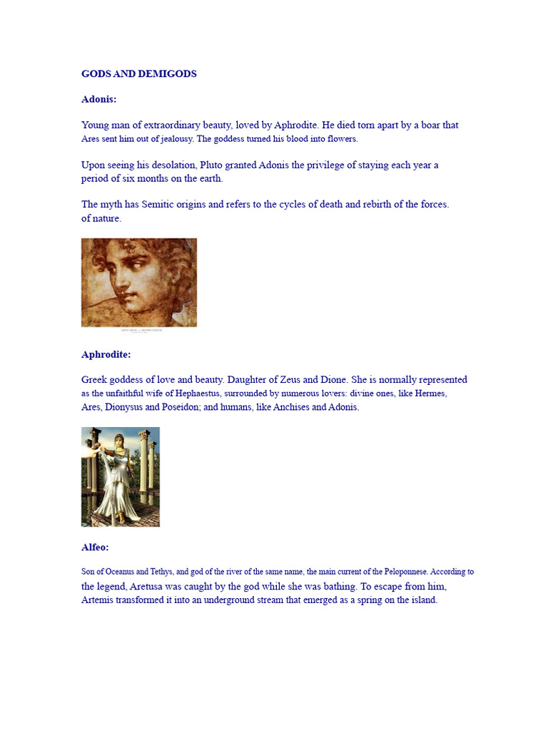 Gods and Demigods | PDF | Dionysus | Zeus