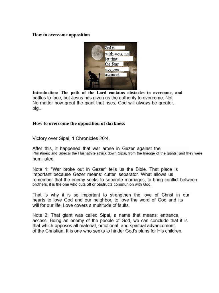 How To Overcome Opposition | PDF | God | Bible