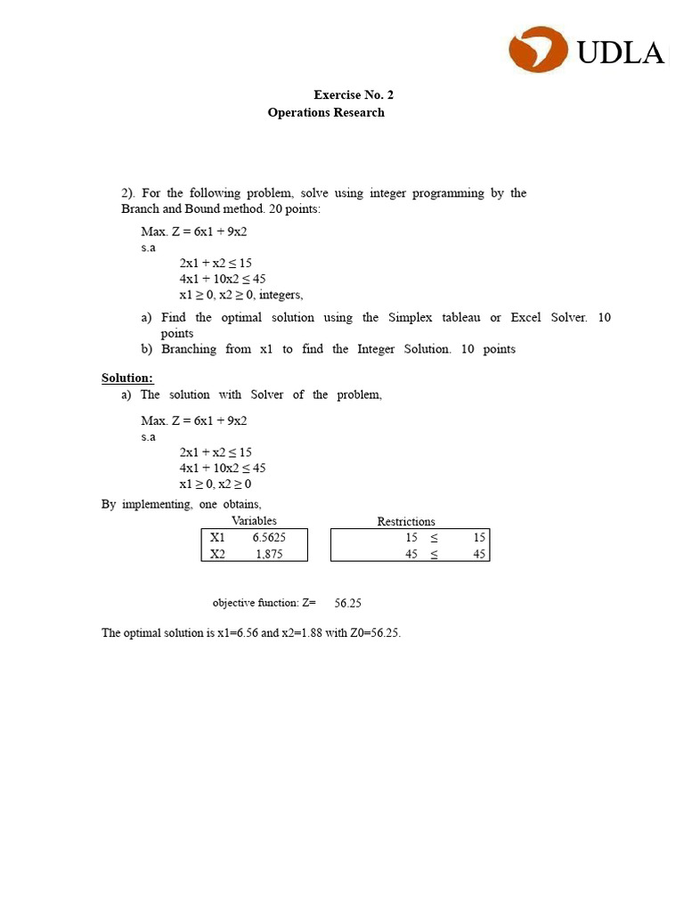 Integer Programming Solutions Using Branch and Bound | PDF ...
